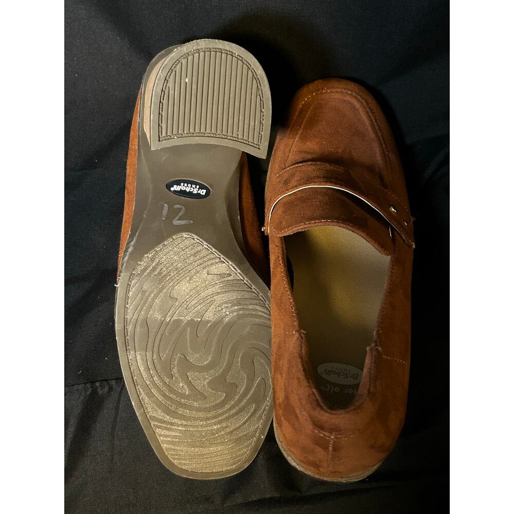 Dr. Scholl’s Rumors Brown Faux Suede Penny Loafers Block Heel Women’s 8M
